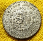 México - 1957 - 1 Peso - Prata - KM#459