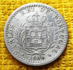 PORTUGAL - 1900 - 100 réis - CARLOS I REI DE PORTUGAL - Cupro-Níquel - 4 gr - 22.4 mm