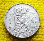 Holanda - 1 Florim - 1956 - Prata (.720) - 6.5gr - 25mm - KM#184
