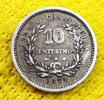 Uruguai -10 Centésimos - 1877 - Prata - 2.5Grs - 18mm - Km#14