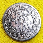 INDIA BRITANICA - 1/4 ANNA - 1862 - COBRE - 6,14 GRAMAS - 25,5 MM - RAINHA VICTORIA - MOEDA COM ASPECTO ENVERNIIZADO