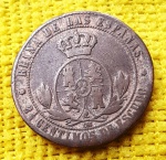 Espanha - 2 1/2 centimos - 1867 - bronze - 25mm - KM#634