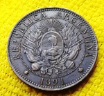 Argentina - 2 centavos - 1891 - 30 mm - KM# 33 - Linda!