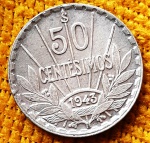 Uruguai - 50 centésimos - 1943 - Prata (.720) - 7 g - 24 mm - KM# 31 - Maravilhosa