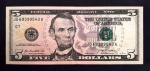 Estados Unidos - 2009 - 5 Dollars - "Lincoln" - Selo Verde