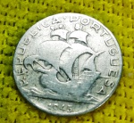 Portugal - 2,50 escudos - 1945 - Prata .650 - 3,58g - 20,4 mm