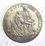 ITÁLIA - Cidade do Vaticano -Medalha do Papa João Paulo II - La Pietá - linda peça com revestimento em prata - 30mm