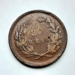 Portugal - 20 Réis - Carlos I - 1891 - Bronze  12 g  30 mm - KM#533