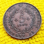 AÇORES - 5 Reis - 1880 - Moeda Colonial Portuguesa - Rei D.Luis I -  Bronze - Muito Escassa (Apenas 40.000 moedas cunhadas) - Maravilhosa!
