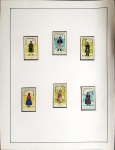 BAIXOU O PREÇO! - ALEMANHA ORIENTAL DDR - 1964  - Trajes Típicos  - Série Completa - 6 selos sem carimbo afixados em HAWID em folha de ábum