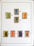 ALBÂNIA - Década de 1960 - Trajes Tradicionais Albaneses - 8 selos sem carimbo afixados em HAWID em folha de ábum