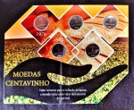 BRASIL - BLISTER COMPLETO COM AS MOEDAS DE 1 CENTAVO / CENTAVINHOS "SOJINHA" -  1979 à 1983 - Aço inox - 1,58g  - 14mm