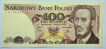 CÉDULA POLÔNIA - FLOR DE ESTAMPA - 100 ZLOTYCH - 1982