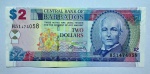 CÉDULA BARBADOS - 2 DOLLARS - FLOR DE ESTAMPA - 2007