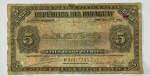 CÉDULA PARAGUAI - 5 PESOS - 1920 - MBC - RARA