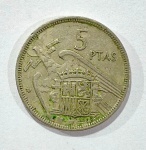 MOEDA ESPANHA - 5 PESETAS - MBC - 18MM