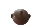 Panela em cerâmica na cor café, Diam.  25, Alt. 18 cm.