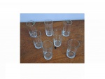 Sete copos  para Long Drink em vidro, Alt. 13, Diam. 7 cm.