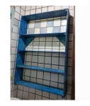 Estante em madeira patinada de azul com 5 prateleiras 79 18, Alt. 111 cm.