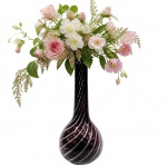 MURANO - Lindo e antigo vaso, art deco, confeccionado em peça única, no tom double translucido e roxo, decorado em caneluras. Medida: 23cm x 13cm.