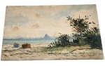 OSCAR TECIDO (Rio de Janeiro, 1926 -1995)  -  Marinha, Pintura Oleo sobre madeira, apresenta inscrições, Manhã em Itaipú, Niteroi - RJ, quadro assinado C.I.D. Ausência de moldura. Medida:  45cm x 27cm.