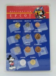 Cartela Epcot International Coins - Moedas de 11 países do mundo (fora de circulação) -  item de coleção na cartela original  lacrada