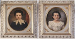 ERNEST PAPF  - CONDE E CONDESSA DE PRATES.  OST - ASSINADO CANTO INFERIOR DIREITO BELOS RETRATOS REPRESENTANDO OS PRIMEIROS CONDES DE PRATES: EDUARDO DA SILVA PRATES E DONA INOCÊNCIA DA SILVA PRATES. OS RETRATOS FORAM  EXECUTADO POR ERNEST PAPF RETRATISTA DA FAMÍLIA IMPERIAL. BRASIL, FINAL DO SEC. XIX. NOTA: EDUARDO DA SILVA PRATES (1860-1928), o CONDE DE PRATES, Filho de FIDÊNCIO NEPOMUCENO PRATES e de DONA INOCÊNCIA DA SILVA PRATES (sendo esta filha do BARÃO DE ANTONINA, JOÃO DA SILVA MACHADO).  Seu pai era médico formado pela Faculdade de Medicina do Rio de Janeiro, tendo sido Deputado por duas vezes pela Assembléia Geral na Legislatura do Império. O fato do progenitor ser um político bem sucedido, não motivou Eduardo Prates a seguir nessa direção como seria natural. Sua vida foi dedicada ao empreendedorismo e a uma trajetória de sucesso como poucas na história do Brasil.  Veio a se casar em 1886, com ANTONIA DOS SANTOS SILVA, de velha estirpe paulista, filha do BARÃO DE ITAPETININGA e da BARONESA DE TATUÍ, proprietários das terras que propiciaram a primeira expansão do núcleo histórico paulistano, em direção à hoje Praça da República. Com o casamento tornou-se concunhado do Marquês de Três Rios, uma das maiores fortunas do Império. A morte dos Marqueses de Três Rios, sem geração havida de seu matrimônio, fez com que a Fazenda Santa Gertrudes,  herança de DONA MARIA HYPÓLITA DOS SANTOS, fosse destinada à  sua meia irmã DONA ANTÔNIA DOS SANTOS SILVA (filha do segundo casamento do BARÃO DE ITAPETININGA com DONA CORINA DE SOUZA CASTRO, viúva do BARÃO DE TATUÍ). EDUARDO PRATES não era afeito aos negócios de Fazendas. Sua fortuna era baseada nos ramos imobiliário, bancário e Férreo. Entretanto mais do que um agricultor era um visionário homem de negócios que levou a Fazenda Santa Gertrudes a um patamar de grandeza talvez nunca sonhado por seus proprietários anteriores. Apesar das alterações resultantes da mudança de proprietário em 1895 não houve quebra no ritmo ascendente da fazenda acelerando, ainda mais, seu crescimento. Tornou-se proprietário da fazenda num período excepcionalmente favorável à expansão do café. Eduardo Prates era ativo homem de negócios, o capitalista de São Paulo, e, em 1895 se viu fazendeiro de café, proprietário da Fazenda Santa Gertrudes, considerada uma das mais importantes cafeeiras no estado. Não era Eduardo Prates para FAZENDA SANTA GERTRUDES o pioneiro em terras novas a despender energia e capacidade na luta contra a natureza como foram seus antecessores no domínio dessas terras, mas foi um proprietário enérgico e capaz, preocupado em estabelecer uma tecnologia mais avançada para o maior desenvolvimento de sua propriedade. Era o citadino transformado em fazendeiro, que ao receber como herança à fazenda, levou para o campo toda a sua vivência de homem de negócios, sempre aberto às inovações e desta maneira agigantou o legado ao ponto da propriedade acabar por gerar o núcleo urbano da futura cidade paulista de Santa Gertrudes. Na área de negócios, o Conde era conhecido por seu espírito empreendedor e sempre demonstrou talento: foi fundador e presidente do Banco de São Paulo dedicou-se ativamente as atividades comerciais (importações e imóveis urbanos), fomentou a Companhia Paulista de Estradas de Ferro (sendo diretor desta), criou a  Companhia de Armazéns Gerais de São Paulo (na qual atuou como presidente) e ainda a outras companhias de transportes e indústrias, como a Companhia Paulista de Navegação e a Companhia Frigorífica e Pastoril de Barretos (vice-presidente). Contribuiu com a municipalidade de São Paulo ao colaborar com o Plano Bulevar, modificando o ambiente e melhorando as edificações da Rua Líbero Badaró, sendo que sua maior contribuição foi nas negociações para que o solar dos Barões de Itapetininga (uma imensa chácara), existente nesta rua, fosse doada para o município e assim transformar-se no Parque do Anhangabaú. Prates também foi presidente, em 1896, da Associação Comercial de São Paulo (ACSP), sucedendo ao Coronel Rodovalho e iniciando a luta contra o projeto de pagamento em ouro dos direitos aduaneiros, além de ter sido um dos fundadores do Automóvel Clube de São Paulo, e da Sociedade Rural Brasileira.