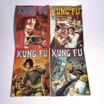 Hq 1: Kung Fu. 5. 1975. Editora Ebal. Idioma: Português. Revista em regular estado de conservação. Hq 2: Kung Fu; O Círculo do Sangue da Serpente - A Saga de Bruce Lee e outras. 4. 1974. Editora Ebal. Idioma: Português. Revista em regular estado de conservação.Hq 3: Kung Fu. 3. 1974. Editora Ebal. Idioma: Português. Revista em regular estado de conservação.Hq 4: Kung Fu. 6. 1975. Editora Ebal. Idioma: Português. Revista em regular estado de conservação.Revistas de histórias em quadrinhos usadas, podendo apresentar: marcas de uso, manuseio e desgastes devido a ação do tempo; escurecimento devido à oxidação; anotações, rasuras e grifo e pontos de oxidação.