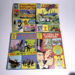 Hq 1: Na Terra dos Brinquedos - Classicos Walt Disney. 16. 1970. Editora Abril. Idioma: Português. Revista em regular estado de conservação.Hq 2: A Espada e a Rosa - Classicos Walt Disney. 14. 1970. Editora Abril. Idioma: Português. Revista em regular estado de conservação.Hq 3: o Maravilhoso homem que voou - Classicos Walt Disney. 15. 1970. Editora Abril. Idioma: Português. Revista em regular estado de conservação. Lombada com desgastes.Hq 4: A Família do Robinson Suíço - Classicos Walt Disney. 12. 1969. Editora Abril. Idioma: Português. Revista em regular estado de conservação.Revistas de histórias em quadrinhos usadas, podendo apresentar: marcas de uso, manuseio e desgastes devido a ação do tempo; escurecimento devido à oxidação; anotações, rasuras e grifo e pontos de oxidação.