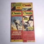 Hq 1: Cinemin; Ases do Espaço - Dia da Vingança. N5. 1964. Editora Ebal. Idioma: Português. Revista em regular estado de conservação. Hq 2: Cinemin; Missão Perigosa - Fantasma dos Mares. N3. 1964. Editora Ebal. Idioma: Português. Revista em regular estado de conservação. Rasuras na capa.Hq 3: Cinemin; O Destróier Fatal - Irmãos na vida e na morte - Aliados do Deserto. N2. 1964. Editora Ebal. Idioma: Português. Revista em regular estado de conservação. Rasuras na capa.Hq 4: Cinemin; Ases do Espaço - Battler Britton. N1. 1964. Editora Ebal. Idioma: Português. Revista em regular estado de conservação. Rasuras na capa.Revistas de histórias em quadrinhos usadas, podendo apresentar: marcas de uso, manuseio e desgastes devido a ação do tempo; escurecimento devido à oxidação; anotações, rasuras e grifo e pontos de oxidação.