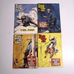 Hq 1: Ringo Ley; O Fiel Amigo. 2. 1966. Editora Distribuidora de Publicações. Idioma: Português. Revista em regular estado de conservação. Rasura e carimbo na capa.Hq 2: Ringo Ley; As orelhas de Bill. 5. 1966. Editora Distribuidora de Publicações. Idioma: Português. Revista em regular estado de conservação. Rasuras na contracapa e capa.Hq 3: Ringo Ley; O Fantasma da Cidade Morta. 4. 1966. Editora Distribuidora de Publicações. Idioma: Português. Revista em regular estado de conservação. Rasura na capa.Hq 4: Ringo Ley; Laços de Sangue. 3. 1966. Editora Distribuidora de Publicações. Idioma: Português. Revista em regular estado de conservação. Rasuras na capa. Revistas de histórias em quadrinhos usadas, podendo apresentar: marcas de uso, manuseio e desgastes devido a ação do tempo; escurecimento devido à oxidação; anotações, rasuras e grifo e pontos de oxidação.