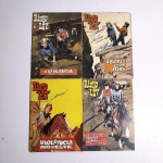 Hq 1: Ringo Ley O Velho Raposa. 7. 1966. Editora Distribuidora de Publicações. Idioma: Português. Revista em regular estado de conservação. Contracapa com rasura.Hq 2: Ringo Ley; Abutres sem asas. 8. 1966. Editora Distribuidora de Publicações. Idioma: Português. Revista em regular estado de conservação. Rasuras na capa.Hq 3: Ringo Ley; Violência no Oeste. 9. 1966. Editora Distribuidora de Publicações. Idioma: Português. Revista em regular estado de conservação. Rasuras na capa. Hq 4: Ringo Ley; Um trago antes de morrer. 1. 1966. Editora Distribuidora de Publicações. Idioma: Português. Revista em regular estado de conservação. Rasuras na capa.Revistas de histórias em quadrinhos usadas, podendo apresentar: marcas de uso, manuseio e desgastes devido a ação do tempo; escurecimento devido à oxidação; anotações, rasuras e grifo e pontos de oxidação.