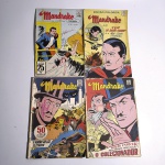 Hq 1: Mandrake; O Roubo da Luz Elétrica. N133. Editora Rio Gráfica. Idioma: Português. Revista em regular estado de conservação. Rasuras na capa; Rasgos e desgastes na lombada.Hq 2: Mandrake; O Colecionador. N/159. 1969. Editora Rio Gráfica. Idioma: Português. Revista em regular estado de conservação. Com marcas de manuseio no miolo e capa.Hq 3: Mandrake; A Ilha do Barão Chance. N153. 1969. Editora Rio Gráfica. Idioma: Português. Revista em regular estado de conservação. Rasura na capa.Hq 4: Mandrake - 25. N105. Editora Rio Gráfica. Idioma: Português. Revista em regular estado de conservação. Rasuras na capa; sujidades na contracapa.Revistas de histórias em quadrinhos usadas, podendo apresentar: marcas de uso, manuseio e desgastes devido a ação do tempo; escurecimento devido à oxidação; anotações, rasuras e grifo e pontos de oxidação.