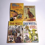 Hq 1: Lendas e Histórias do Far-West. N6. Editora Maravilha Distribuidora de publicações. Idioma: Português. Revista em regular estado de conservação.Hq 2: Far-West - Matt Dillon. N 7. Editora Rio Gráfica. Idioma: Português. Revista em regular estado de conservação. Rasuras na capa e primeira página.Hq 3: Almanaque do Far-West. N1. 1975. Editora Rio Gráfica. Idioma: Português. Revista em regular estado de conservação. Rasuras na capa e verso.Hq 4: Almanaque do Far-West. N2. Editora Rio Gráfica. Idioma: Português. Revista em regular estado de conservação. Rasuras na capa e verso da capa; rasgo na lombada e na base na capa e contracapa.Revistas de histórias em quadrinhos usadas, podendo apresentar: marcas de uso, manuseio e desgastes devido a ação do tempo; escurecimento devido à oxidação; anotações, rasuras e grifo e pontos de oxidação.