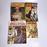 Hq 1: Jesse James. 1973. Editora Super-plá. Idioma: Português. Revista em regular estado de conservação. Capa com extremidades desgastadas com pequenos rasgos.Hq 2: Reis do Faroeste; Kit Carson em O Ódio de Águia-Negra - O Ouro Espanhol. N58. 1966. Editora Ebal. Idioma: Português. Revista em regular estado de conservação. Rasuras e desgastes na capa.Hq 3: Almanaque do O Globo Juvenil. 1963. Editora Rio Gráfica. Idioma: Português. Revista em regular estado de conservação. Hq 4: O Homem da Estrela de Prata; Uma Aventura do Tenente Blueberry. 1976. Editora Abril. Idioma: Português. Revista em regular estado de conservação. Revistas de histórias em quadrinhos usadas, podendo apresentar: marcas de uso, manuseio e desgastes devido a ação do tempo; escurecimento devido à oxidação; anotações, rasuras e grifo e pontos de oxidação.