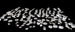 CRISTAIS, Cento e sessenta amêndoas lapidados no formato facetado em tamanhos distintos, confeccionadas em cristal translúcido, para reposição, montagem e confecção de lustres. (alguns encontram-se com ínfimos bicados)