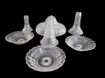 CRISTAIS, Sete peças para reposição de lustres confeccionadas em cristal. Med.: Maior: 16x26cm. Menor: 15cm.
