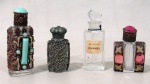 DIVERSOS, Lote com 4 snuff bottles de materiais, feitios e decorações distintas. Med.: Maior: 6,5cm / Menor: 4,5cm.
