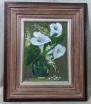 QUADROS, ASS. DESCONHECIDA, "Flores". OST. Moldura em madeira. Med.: 65x55cm.