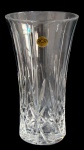 ROYAL CRYSTAL ROCK, Vaso em cristal translucido, lapidada por sulcos, estrelas e fundo estrelado. Med.: 21x12cm. Acondicionado em caixa original.