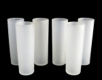 VIDROS, Seis copos long drinks confeccionados em vidro satine. Med.: 18x6cm.