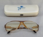 DIVERSOS, um (1) óculos masculino marcado SAFILO frame Italy - ELASTA 3016, modelo esporte fino aviador, lentes de grau bifocal com proteção solar, aro metálico; acompanha case  adaptada; usado com desgastes.