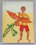 QUADRO, um (1) Menino e Pipas, OST, sem assinatura ou moldura, medindo 34,5 x 26,5 cm.