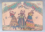 ASTRO, uma (1) pintura iconográfica retratando Boi Bumbá, OSE, assinado no LE (lado esquerdo), verso: com dedicatória, autenticado e datado 4/12/98, sem moldura, medindo 22 x 16 cm.