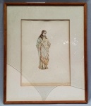 ARISTIDES, um (1) Sagrado Coração de Jesus, aquarela, verso: autenticado, intitulado e datado 3 de Agosto de 87, emoldurada e envidraçada (vidro quebrado), medindo com moldura 56 x 48,5 cm, (Aristides Barreto do Nascimento, pintor).