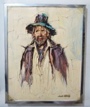 JÁSZLO KOTRAMECZ (?), um (1) representando Homem com Chapéu e Fumando, OST, assinado no CID, medindo com moldura 53 x 42,5 cm.