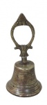 BRONZE, Sineta em bronze polido, cinzelado por elementos vegetalistas e perolados. Med.: 12,5x6,5cm.