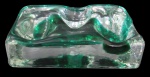 MURANO, Porta cachimbos, confeccionado em vidro de Murano, nas tonalidades verde e translucida, com suporte para 3 cachimbos. Med.: 4x17x12cm.