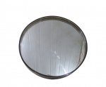 ESPELHOS, Espelho redondo, moldura em acrílico na tonalidade fumê com guarnição em metal prateado. Possui oxidação. Med.: 40,5cm.