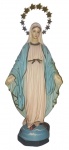 ARTE SACRA, Imaginária Nª Senhora das Graças, confeccionada em estuque policromado, olhos em vidro, resplendor em metal prateado, base octogonal. Med.: 47cm.